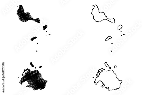 Shefa Province (Republic of Vanuatu, archipelago) map vector illustration, scribble sketch Efate, Shepherd Islands, Epi island map