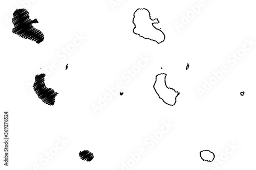Tafea Province (Republic of Vanuatu, archipelago) map vector illustration, scribble sketch Tanna, Aniwa, Futuna, Erromango, Anatom island map photo