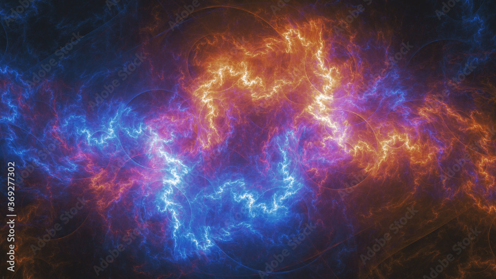 Obraz premium Fire and ice lightning, abstract electrical background