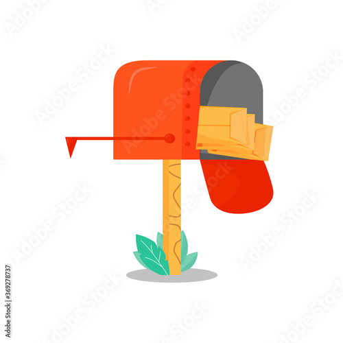 Red mail box flat color vector object