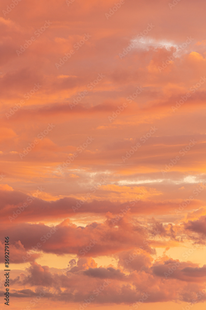 red sky with clouds