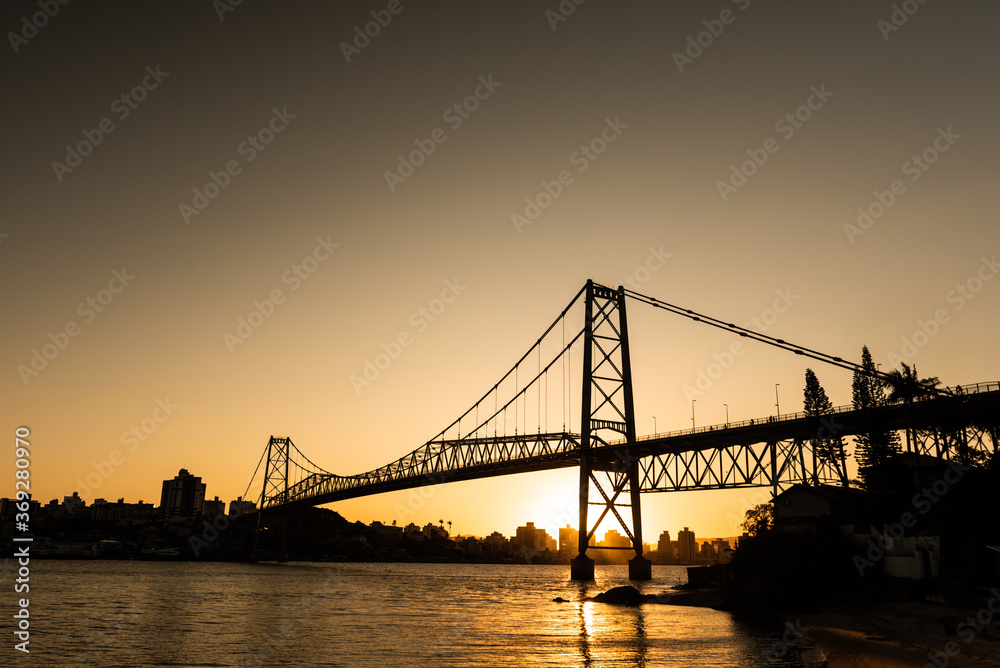 Cable stayed bridge Hercilio Luz in Florianopolis, Santa Catarina, Brazil, Cable stayed bridge Hercilio Luz in Florianopolis, Santa Catarina, Brazil,