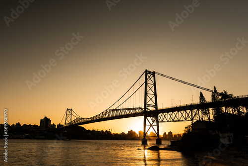 Cable stayed bridge Hercilio Luz in Florianopolis, Santa Catarina, Brazil,