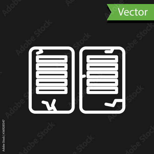 White line The commandments icon isolated on black background. Gods law concept. Vector Illustration.