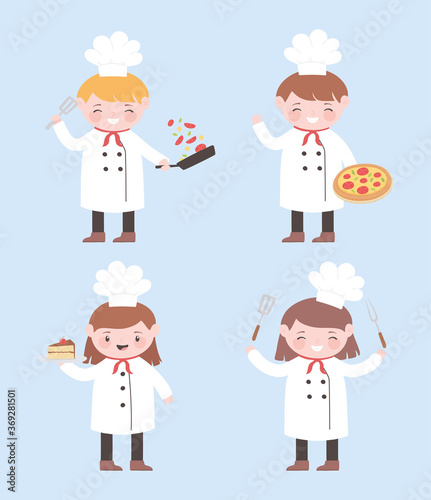 chefs men and women cartoon character professional occupation