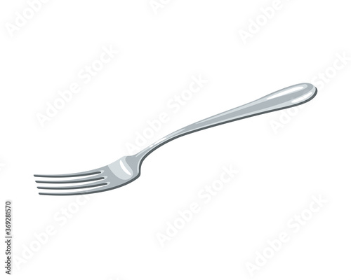 Metal fork. Kitchen utensil. Vector illustration cartoon flat icon isolated on white background.