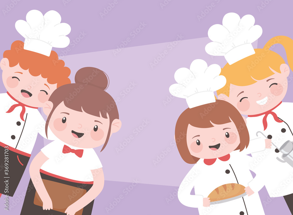 chefs cartoon character boys and girls preparation food chefs cartoon character boys and girls preparation food