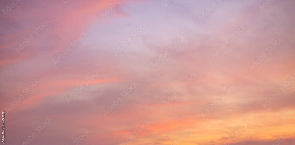Colorful cloud sky sunset. Gradient color. Sky texture, abstract nature panoramic view background