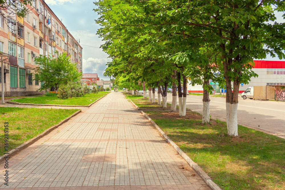 Abinsk city of the Krasnodar territory Proletarskaya street in the summer its pedestrian zone