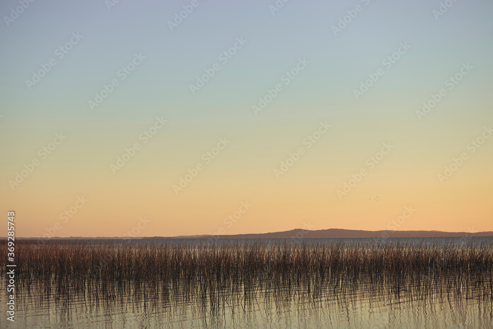Beautiful view of the lake at sunset. Laguna Negra, Punta del Diablo, Uruguay