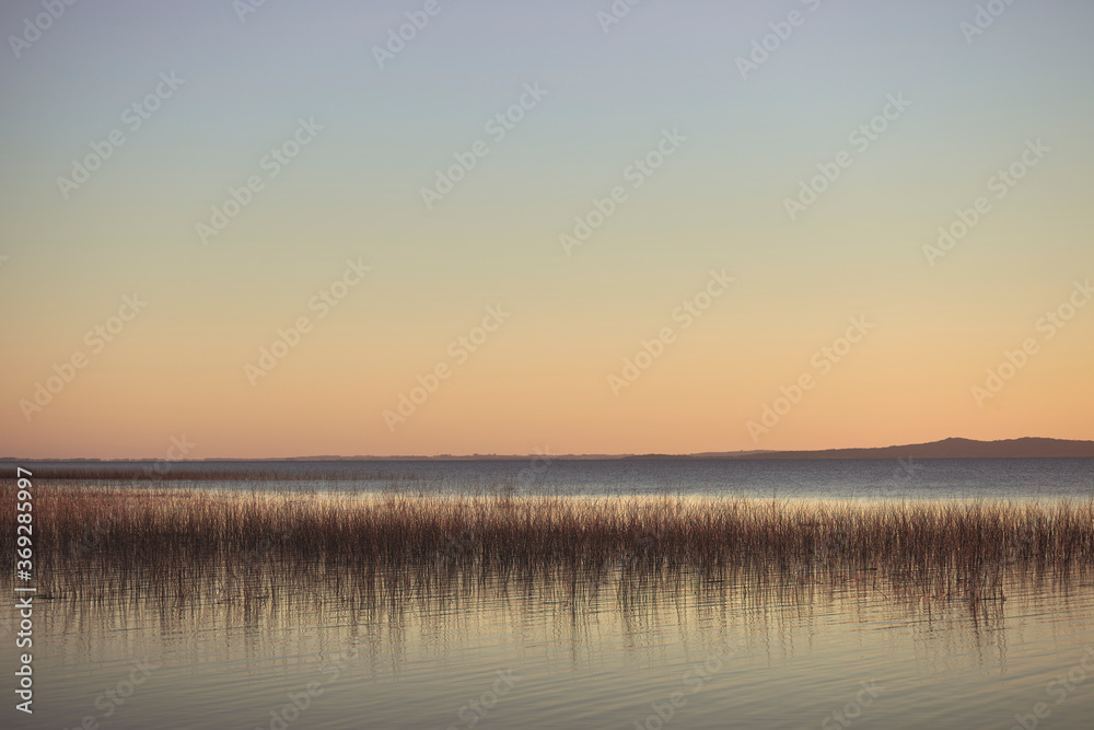 Beautiful view of the lake at sunset. Laguna Negra, Punta del Diablo, Uruguay