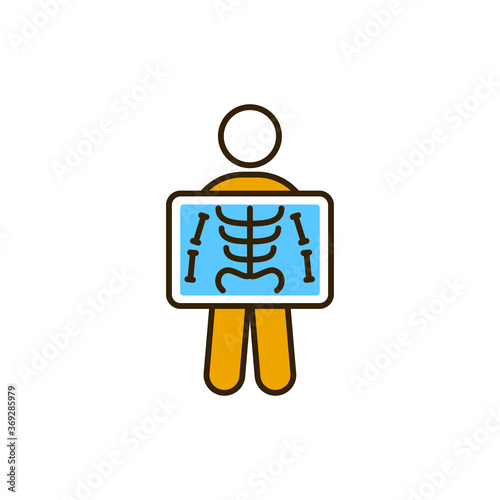 X-ray screening color line icon. Medical and scientific concept. Laboratory diagnostics. Pictogram for web, mobile app, promo. UI UX design element.