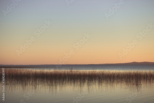 Beautiful view of the lake at sunset. Laguna Negra  Punta del Diablo  Uruguay