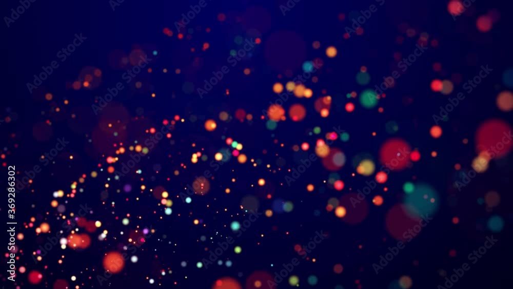 Magical multicolored sparkles of light form abstract simple wave structure. Multi-colored glow particles float in viscous liquid as fantastic 3d background in 4k. Luma matte as alpha channel.