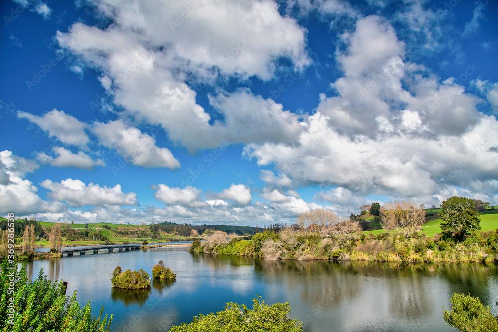 Beautiful river and hills of New Zealand Beautiful river and hills of New Zealand