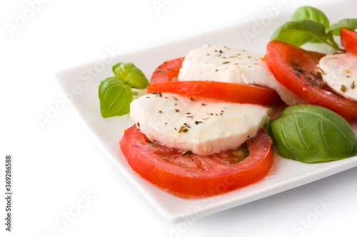 Fresh italian caprese salad isolated on white background