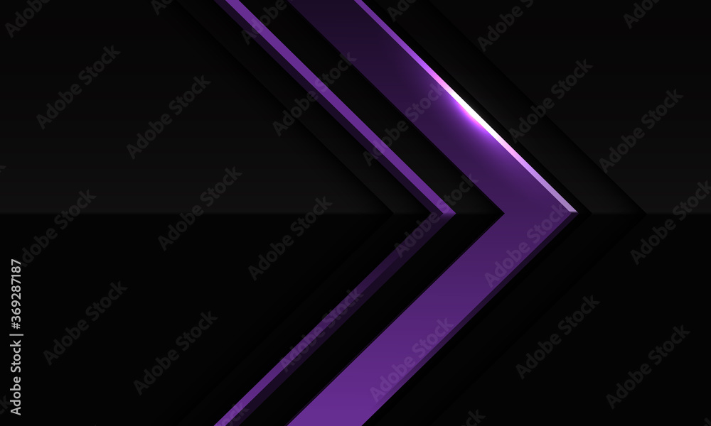 Obraz premium Abstract violet metallic arrow direction in dark grey with blank space design modern futuristic background vector illustration.