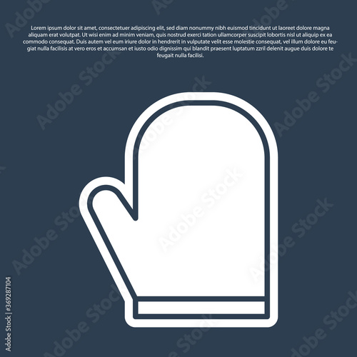 Blue line Oven glove icon isolated on blue background. Kitchen potholder sign. Cooking glove. Vector Illustration.
