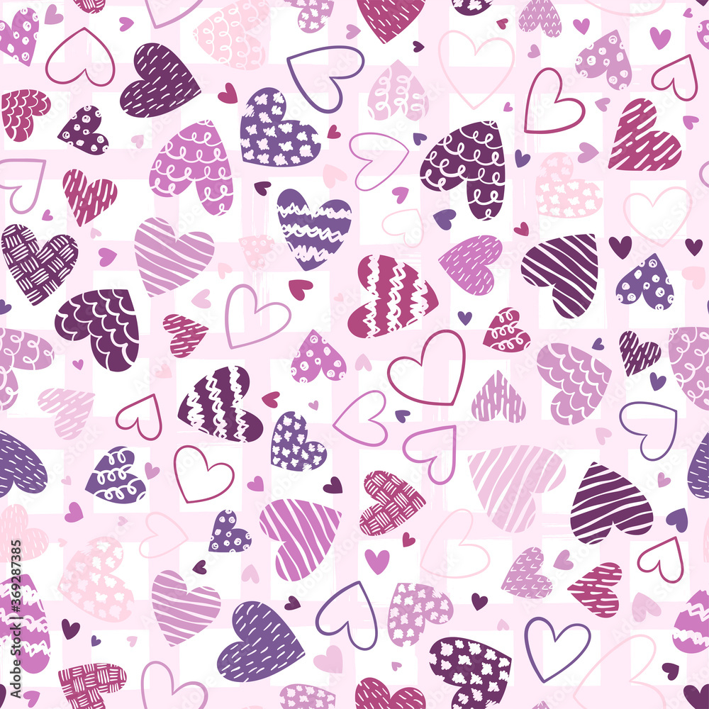 Cute hand drawn hearts seamless pattern, lovely romantic background, great for Valentine's Day, Mother's Day, textiles, wallpapers, banners - vector design Cute hand drawn hearts seamless pattern, lovely romantic background, great for Valentine's Day, Mother's Day, textiles, wallpapers, banners - vector design