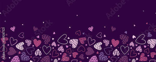 Cute hand drawn hearts seamless pattern, lovely romantic background, great for Valentine's Day, Mother's Day, textiles, wallpapers, banners - vector design