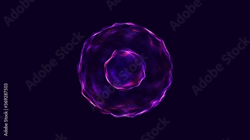 Abstract spherical shapes rotating on dark background
