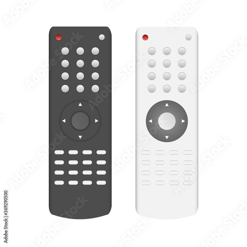 A set of TV remote controls. Realistic vector remote control. Isolated on white