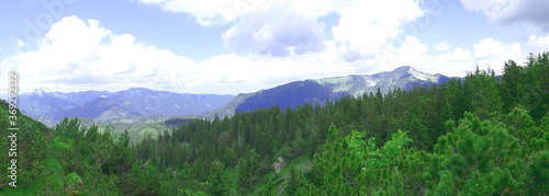 wide angle mountain panorama in the bavarian alps below Halserspitz photo