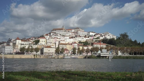 Panoramic view of Coimbra from the river, Portugal