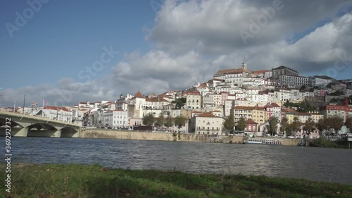 Panoramic view of Coimbra from the river, Portugal
