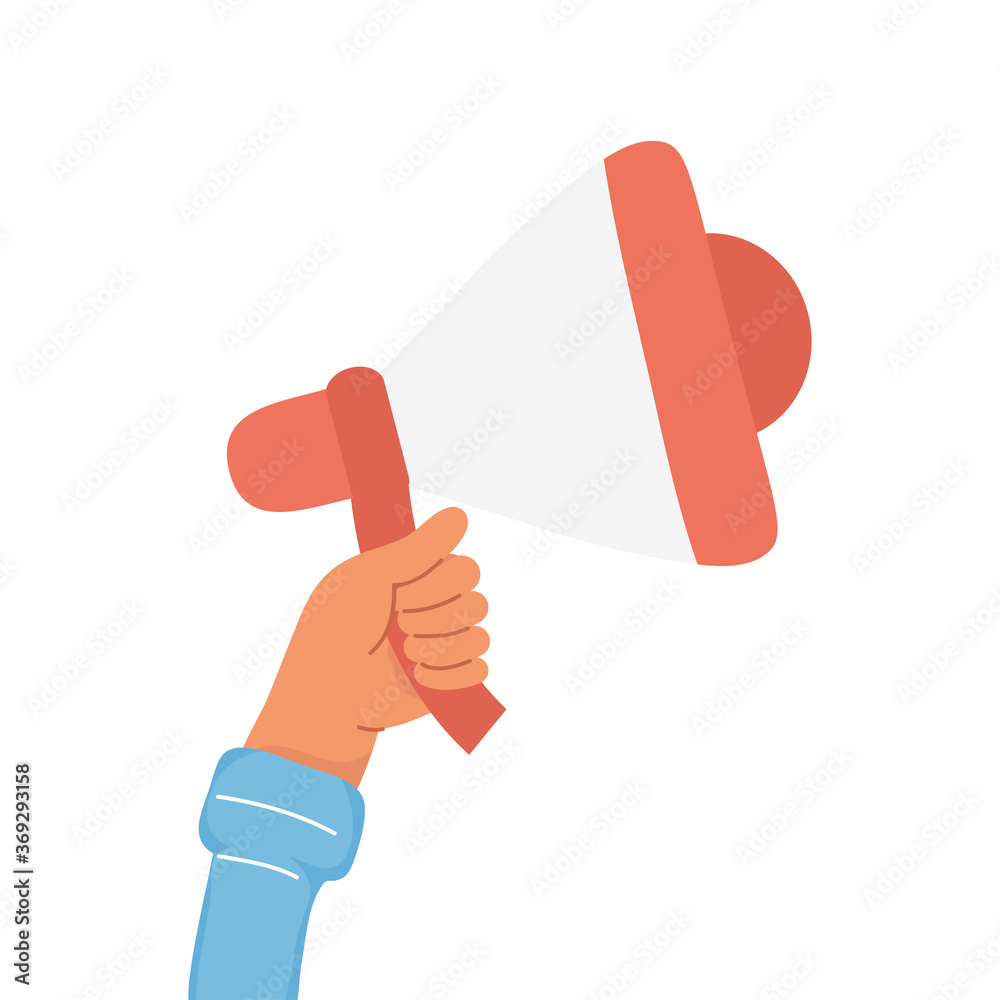 hand with megaphone sound device isolated icon Stock Vector | Adobe Stock