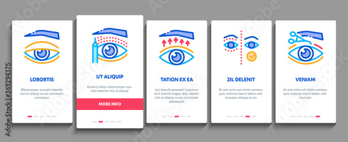Eyelid Surgery Healthy Onboarding Mobile App Page Screen Vector. Eyelid Surgery Blepharoplasty Cosmetic Correction, Injection And Smoothing Wrinkles Illustrations