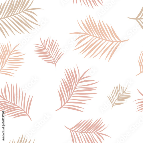 Palm leaves branch seamless pattern background