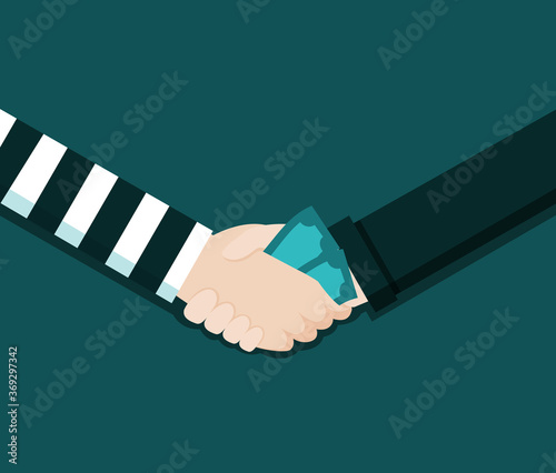 The detainee bribed the police in order to escape this crime. Illustration about pay.