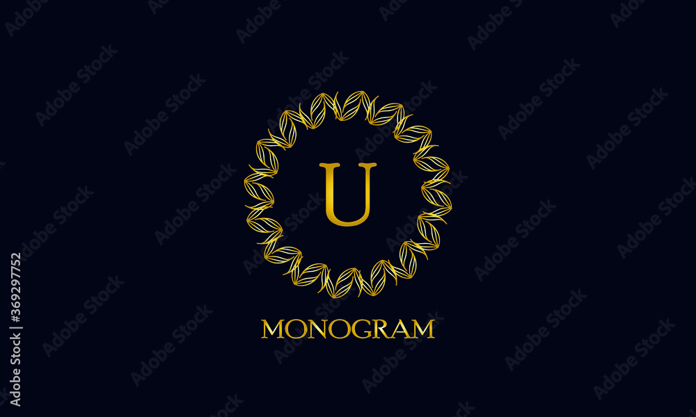 Exquisite round monogram with the letter U. Spectacular calligraphic logo design business sign, restaurant, royalty, boutique, cafe, hotel. Exquisite round monogram with the letter U. Spectacular calligraphic logo design business sign, restaurant, royalty, boutique, cafe, hotel.