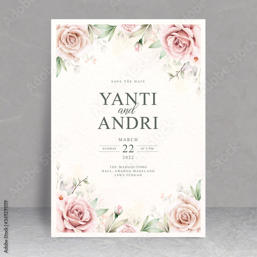Beautiful floral watercolor wedding card theme