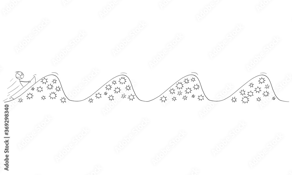 Vector cartoon stick figure drawing conceptual illustration of man