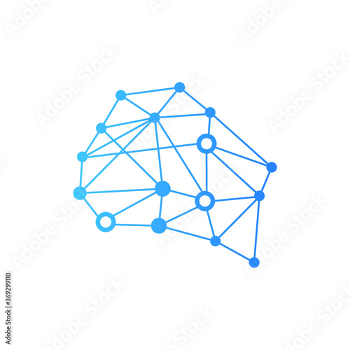 Brain icon. Medical and technology elements. Abstract molecules structure. Stock illustration.