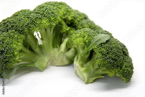 Broccoli, a vegetable with leaves, flowers and edible floral peduncles, widely used in world cuisine in salads and other dishes. It has many nutritional components