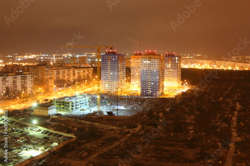 city ​​night light house view