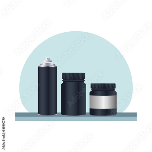 differents bottles packings products branding