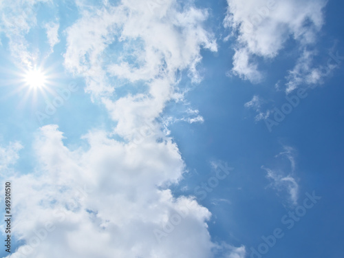 青空に浮かぶ雲と太陽