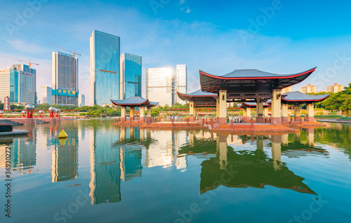 Urban Environment of Qiandeng Lake Park, Foshan City, Guangdong Province, China