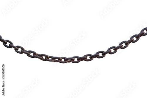 Old iron chain on white background
