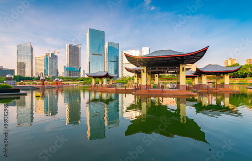 Urban Environment of Qiandeng Lake Park  Foshan City  Guangdong Province  China