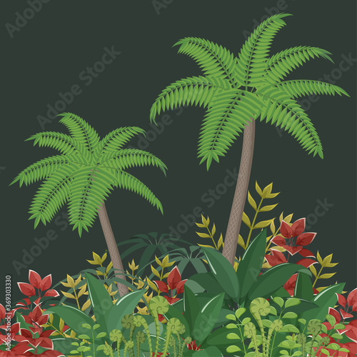恐竜時代の植物の背景イラスト_先史時代_太古