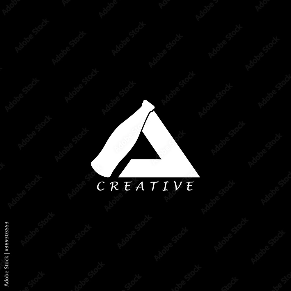Bottle concept A letter logo design Bottle concept A letter logo design