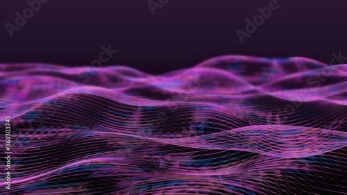 Abstract 3d rendering dots and lines. Technology background. Big data visualization. Artificial intelligence. Plexus.