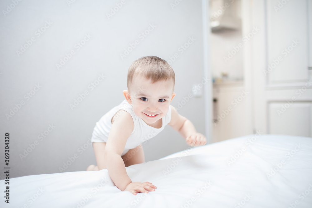 Cute baby boy in bed Cute baby boy in bed