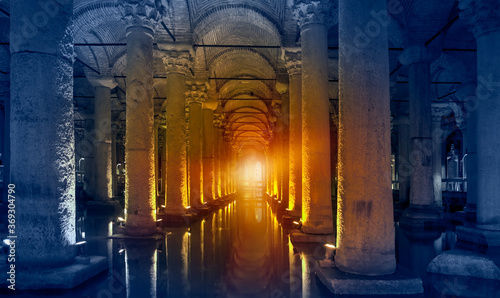 Yerebatan Saray - Basilica Cistern in Istanbul, Turkey. Yerebatan Saray is one of favorite tourist attraction in Istanbul. photo