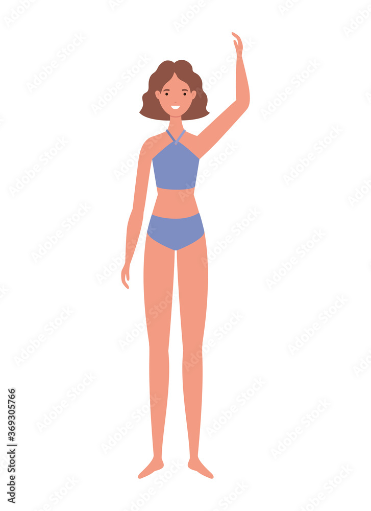 girl cartoon with blue bikini design, Summer vacation tropical and relaxation theme Vector illustration girl cartoon with blue bikini design, Summer vacation tropical and relaxation theme Vector illustration